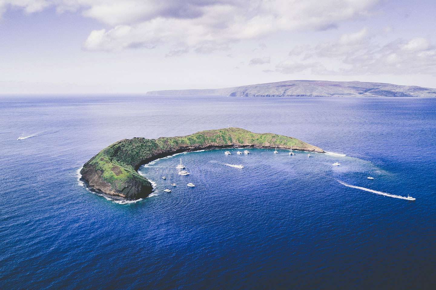 tour boats at Molokini Crater - Maui
