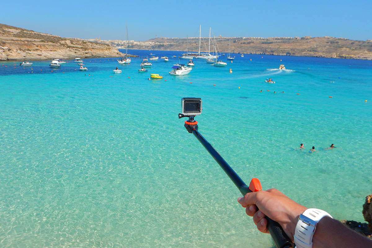 using a selfie stick helps also capturing nice photos on the surface