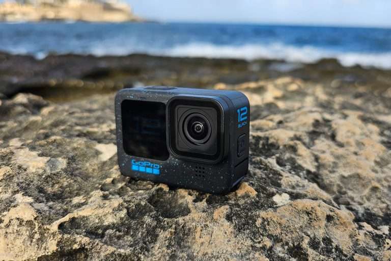 GoPro camera on the beach that we are using for snorkeling.