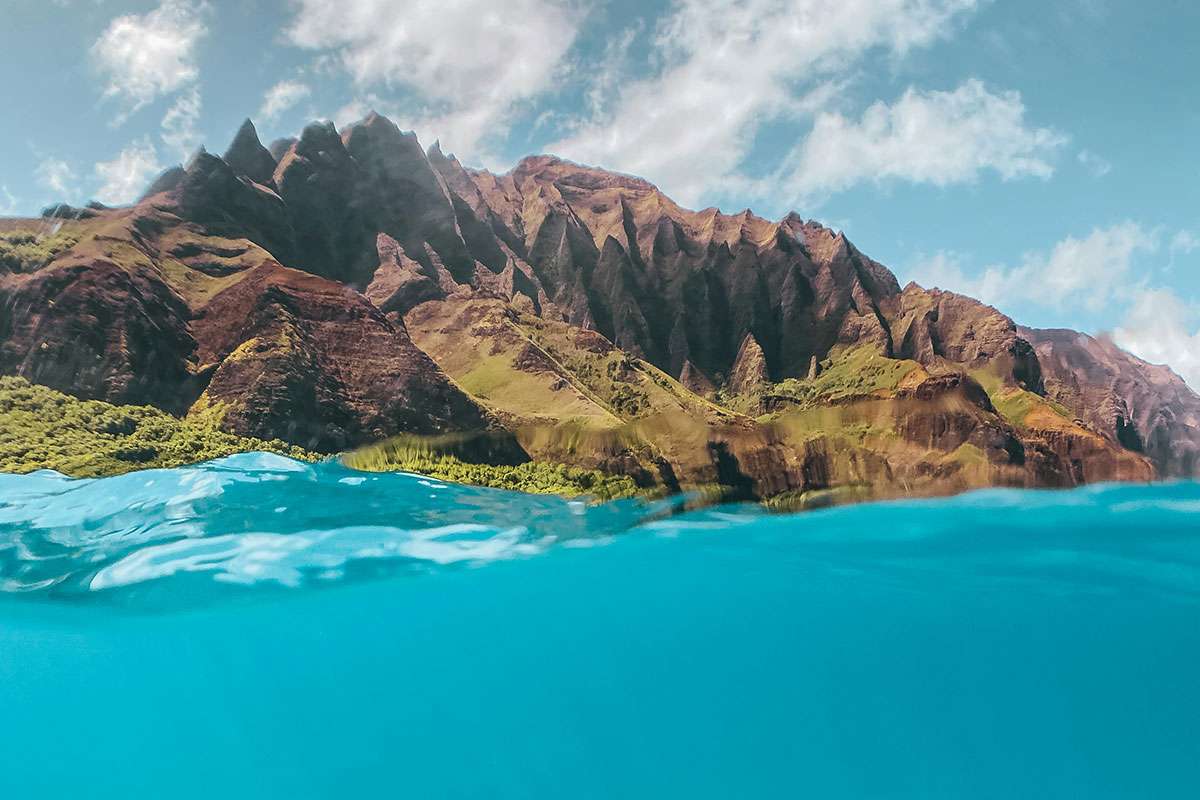 Kauai coastline as seen from the sea