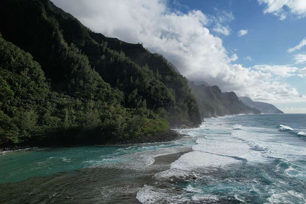 scenic view of Kee Beach Na Pali coast - Kauai
