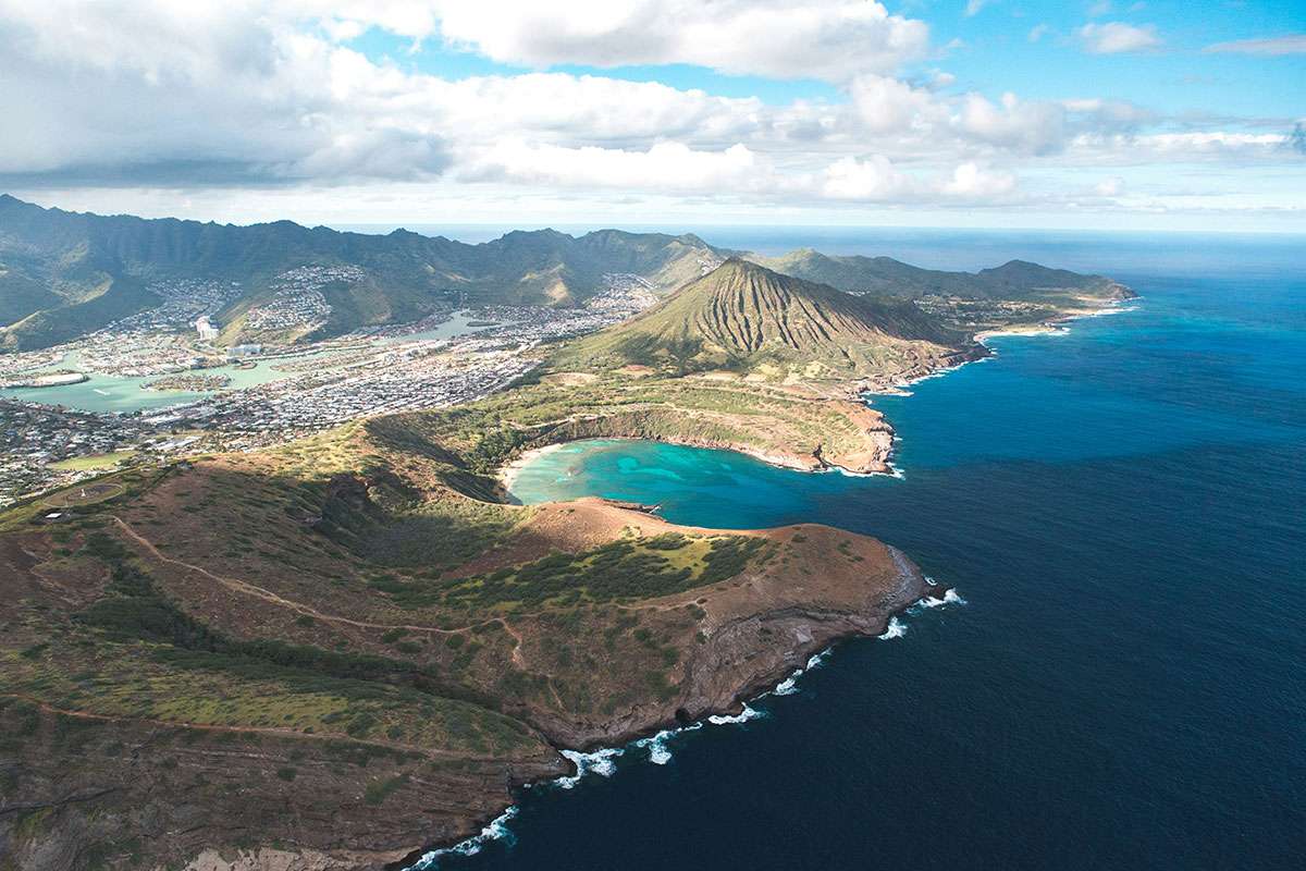 Oahu coast and sea view