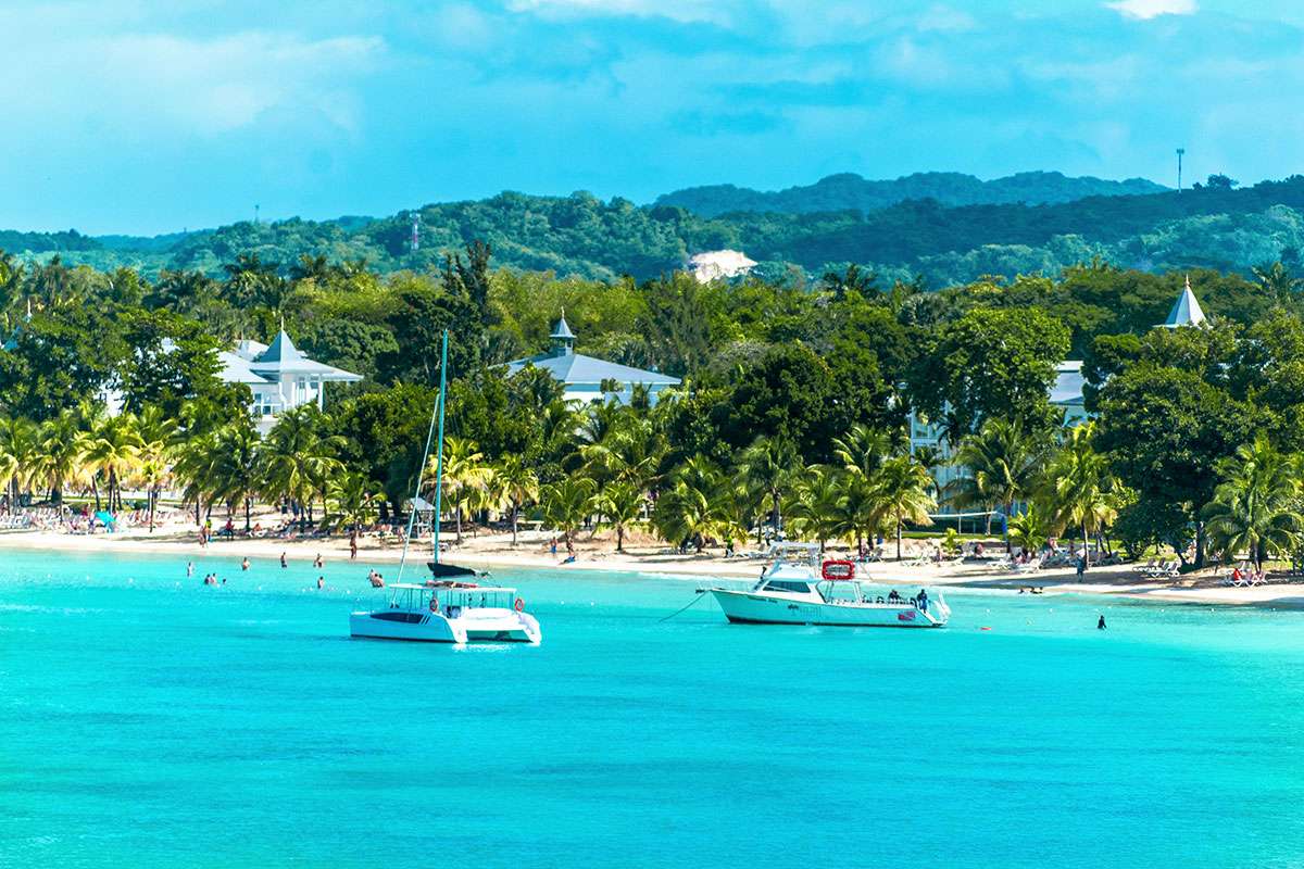 boats at Negril beach in Jamaica