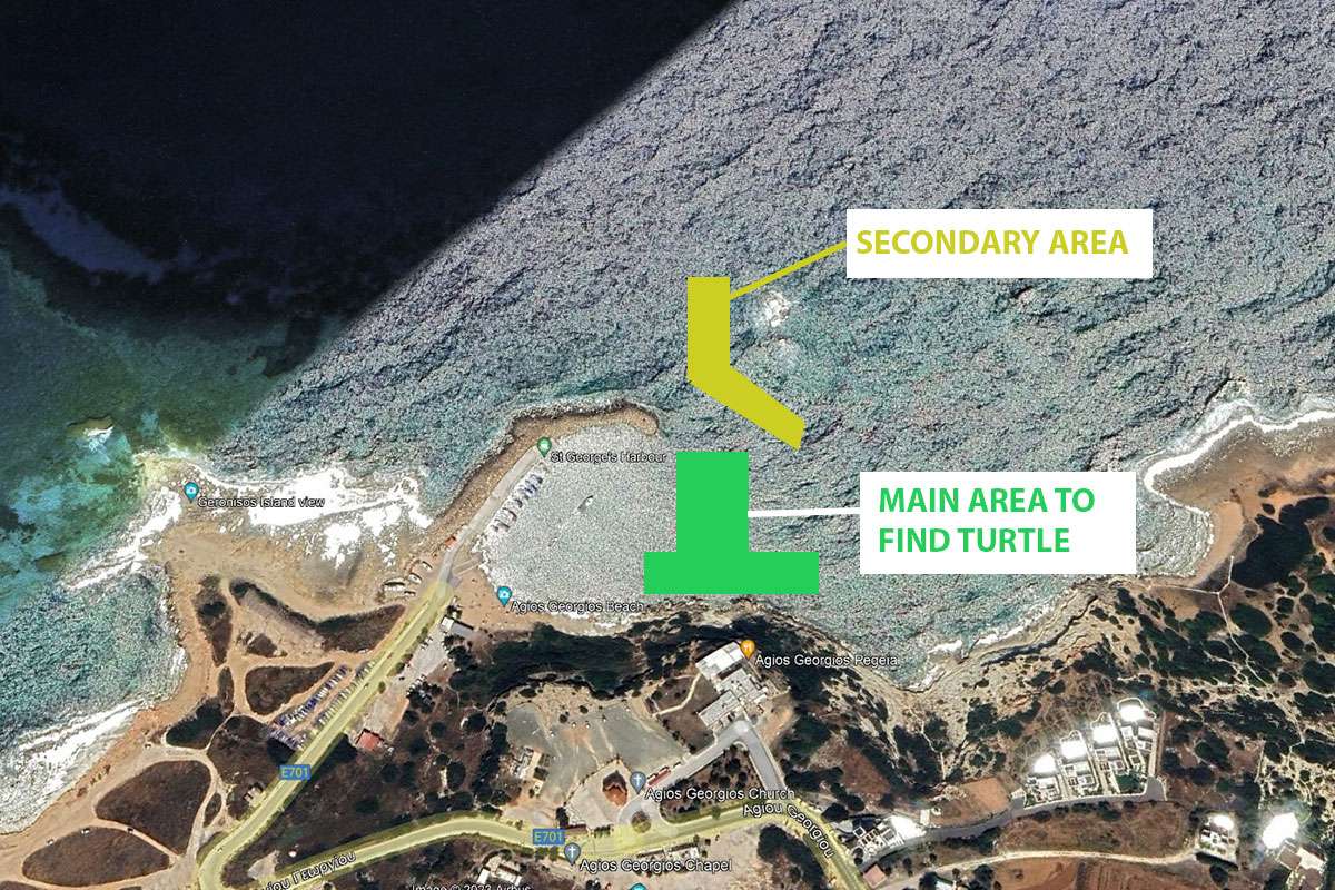Agios Georgios Beach snorkeling map