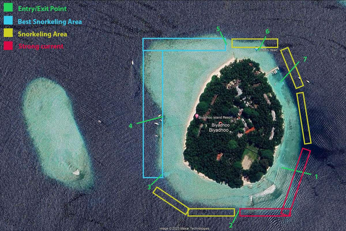 Biyadhoo Resort Island snorkeling map