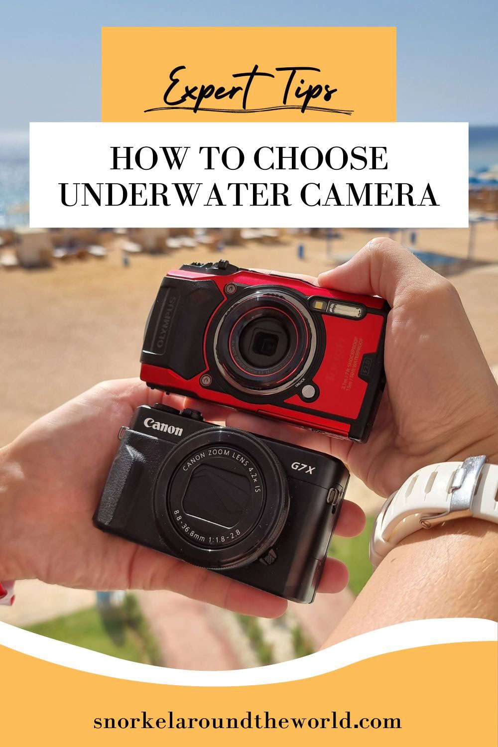 Tips to choose underwater camera - Pinterest image