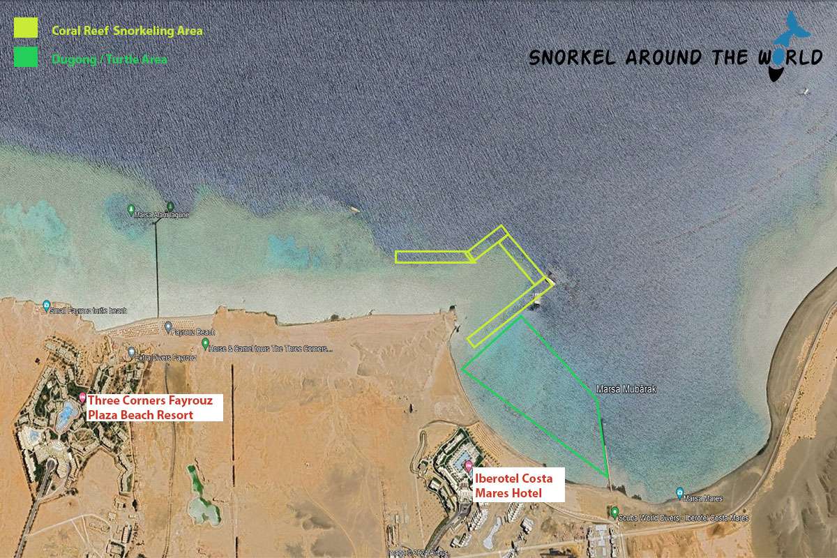 Marsa Mubarak snorkeling map