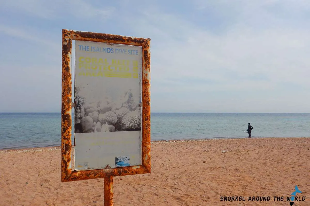 sign at the entrance of Islands snorkeling spot