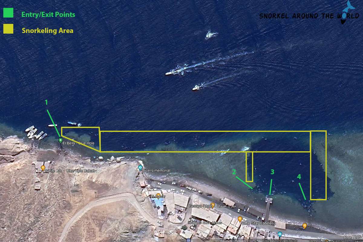snorkeling map Blue Hole - Dahab